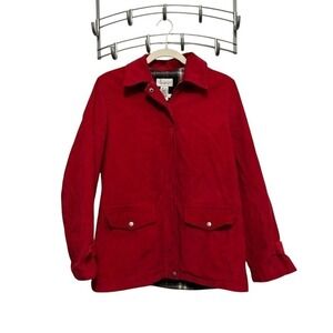 Villager Liz Claiborne Women's red Corduroy flannel lined Jacket Small Red GUC